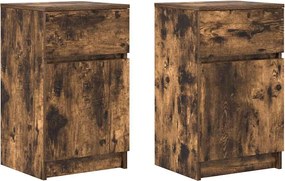 vidaXL Noptiere, 2 buc., stejar afumat, 39x35x65 cm, lemn prelucrat