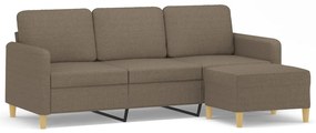 3153602 vidaXL Canapea cu 3 locuri și taburet, taupe, 180 cm, material textil