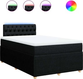 vidaXL Pat box spring cu saltea, negru, 120x200 cm, textil