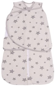 Sac de dormit bebelusi cu sistem de infasare din bumbac flausat Kidizi Galaxy Grey, 0-6 luni, 1 tog