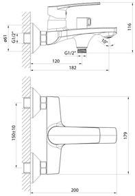 Samona - Baterie pentru cadă KORANA crom lucios