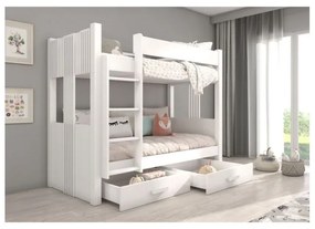 Pat Supraetajat Cu Saltea ARTA Alb/Alb 90x200cm