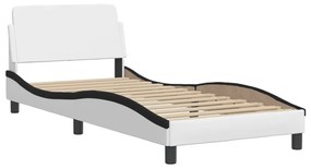 373084 vidaXL Cadru de pat cu tăblie alb și negru, 80x200 cm, piele ecologică