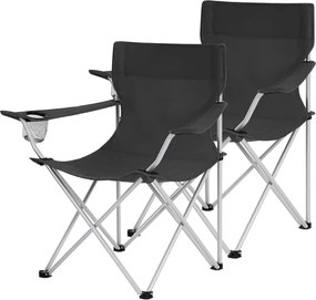 Scaune de camping ROVER, set 2 buc., negru SongmicsHome