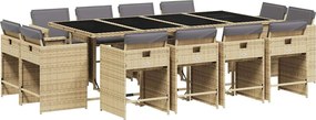 vidaXL Set mobilier grădină cu perne, 13 piese, bej combinat poliratan