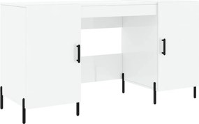 vidaXL Birou, alb extralucios, 140x50x75 cm, lemn compozit