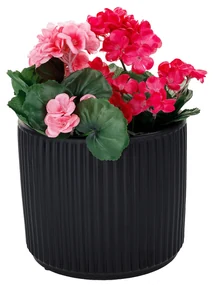 Ghivece de flori din ceramică, set de 2, negru mat, KELSO
