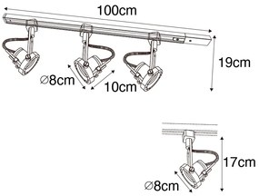Sistem de șine industrial cu 3 spoturi monofazate negru - Suplux