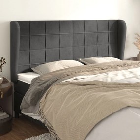 3118012 vidaXL Tăblie de pat cu aripioare, negru, 163x23x118/128 cm, catifea