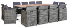 vidaXL Set mobilier de exterior cu perne 13 piese, antracit, poliratan