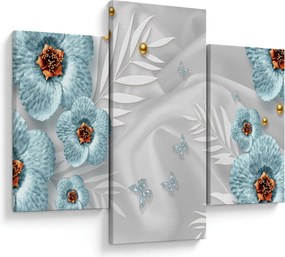 Tablou - 3D Flori albastre (90x60 cm)