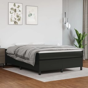 3144602 vidaXL Pat box spring cu saltea, negru, 140x190 cm, piele ecologică