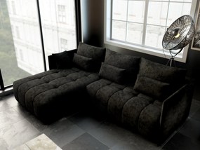 Colțar extensibil dumonde cu ladă de depozitare si sezut confortabil din spuma high-density, Malta Enjoy Black 235x185 cm