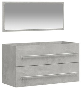 833882 vidaXL Dulap de baie cu oglindă, gri beton, lemn prelucrat