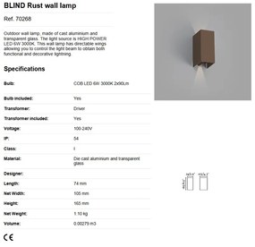 Aplica LED de exterior ambientala design modern IP54 BLIND maro rustic