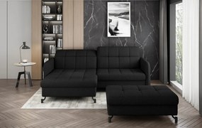 Set coltar extensibil + taburet, 225x105x160 cm, Lorelle L01, Eltap (Culoare: Negru / Matt Velvet 99)