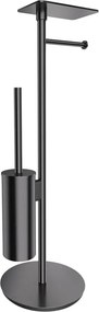 Suport hartie freestanding Omnires Modern Project cu spatiu pentru perie si raft finisaj antracit periat