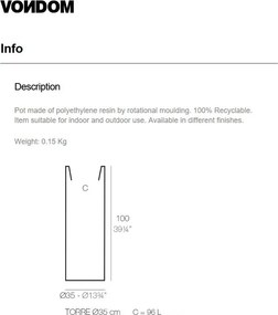 Ghiveci plante design decorativ exterior/interior TOWER 35×100cm