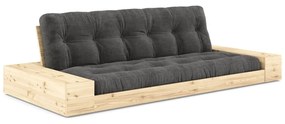 Canapea negru-gri antracit extensibilă cu tapițerie din catifea reiată 244 cm Base – Karup Design