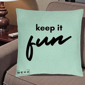 Perna Decorativa Keep It Fun, 40x40 cm, Verde Menta, Husa Detasabila, Perna Inclusa, BEKZ®