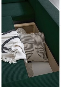 Colțar verde închis extensibil cu tapițerie din catifea reiată (cu colț variabil) Brave Dave – Miuform