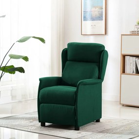 289782 vidaXL Fotoliu rabatabil, verde închis, material textil