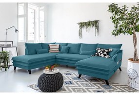Canapea extensibilă în formă de „U” cu șezlong pe partea stângă Miuform Charming Charlie, turcoaz