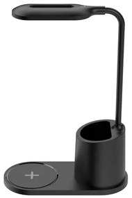 Lampă LED de birou LED/3W/5V cu încărcare fără fir, culoare neagră