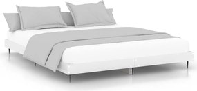 vidaXL Cadru de pat, alb extralucios, 150x200 cm, lemn prelucrat