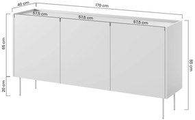 Comodă cu trei uși și patru sertare Design 170 3U4S - cașmir / stejar Nagano