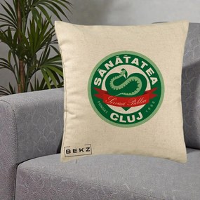 Perna Personalizata Sanatatea Cluj Servicii Publice 1986, 40x40 cm, Bej, Husa Detasabila, Perna Inclusa, BEKZ®