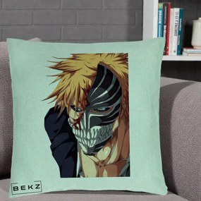 Perna Personalizata Bleach Ichigo Masca Hollow, 40x40 cm, Verde Menta, Husa Detasabila, Perna Inclusa, BEKZ®