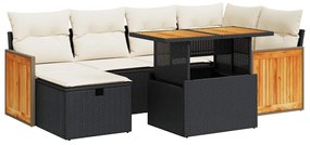 3328155 vidaXL Set mobilier de grădină cu perne, 8 piese, negru, poliratan