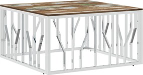 vidaXL Măsuță de cafea din oțel inoxidabil și lemn masiv reciclat