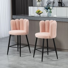 HOMCOM Set de 2 taburete de bar, scaune de bar cu spătar și suport pentru picioare, picioare din oțel, 52 x 53 x 93 cm, roz | Aosom Romania
