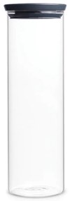 Borcan din sticla Brabantia Stackable 646873, 1,9 L, Inchidere ermetica, Transparent/Gri inchis