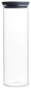 Borcan din sticla Brabantia Stackable 646873, 1,9 L, Inchidere ermetica, Transparent/Gri inchis