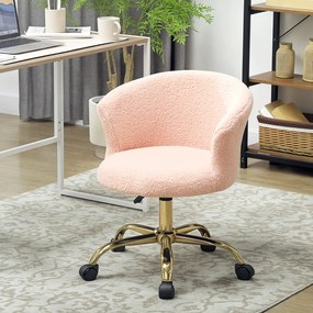 Vinsetto Fotoliu de birou, fotoliu ergonomic reglabil în înălțime, șezut rotativ, picior din oțel, roz | Aosom Romania