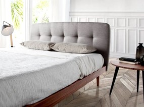 Pat dublu cu furnir din lemn Walnut, 160x200cm