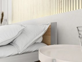 Pat de o persoana IKAROS 90 x 200 cm, stejar artisan/gri Saltele: Fara saltea, Somiera pat: Cu lamele curbate