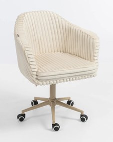 HR832K Scaun Cappuccino Teddy Cord cu Bază Crem