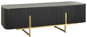 Comoda TV lemn de mango fronturi canelate GATSBY 160cm negru