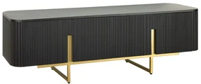 Comoda TV lemn de mango fronturi canelate GATSBY 160cm negru
