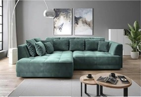 Coltar TIGA, sezlong stanga, stofa catifelata verde - Riviera 34, cu r