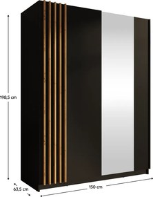 Dulap, 2D-150, neagră/stejar artisan, BAJADERO TYP 1
