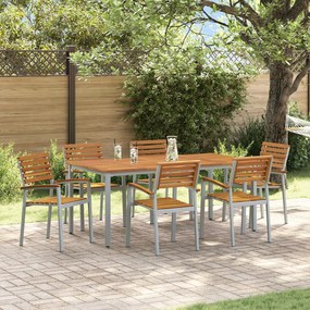 vidaXL Set de dining pentru grădină , 7 piese, din lemn solid de acacia și metal
