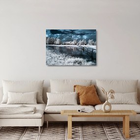 Tablou pe sticlă - Peisaj înghețat (70x50 cm)