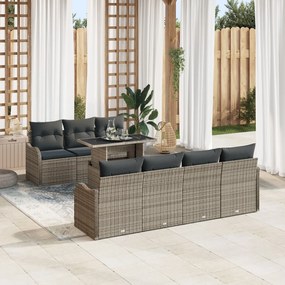 vidaXL Set de canapele pentru grădină cu pernă 8 pcs Gri Rattan poli