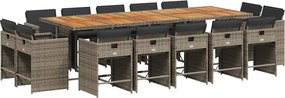 vidaXL Set mobilier de grădină cu perne, 15 piese, gri, poliratan