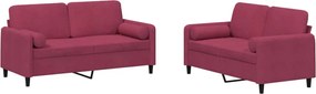 vidaXL Set canapele cu perne, 2 piese, roșu vin, catifea